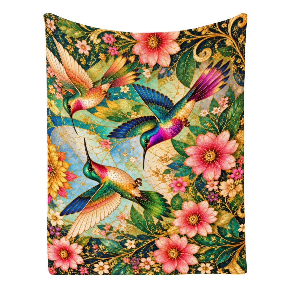Garden of Gilded Wings Flannel Throw Blanket | Made in USA