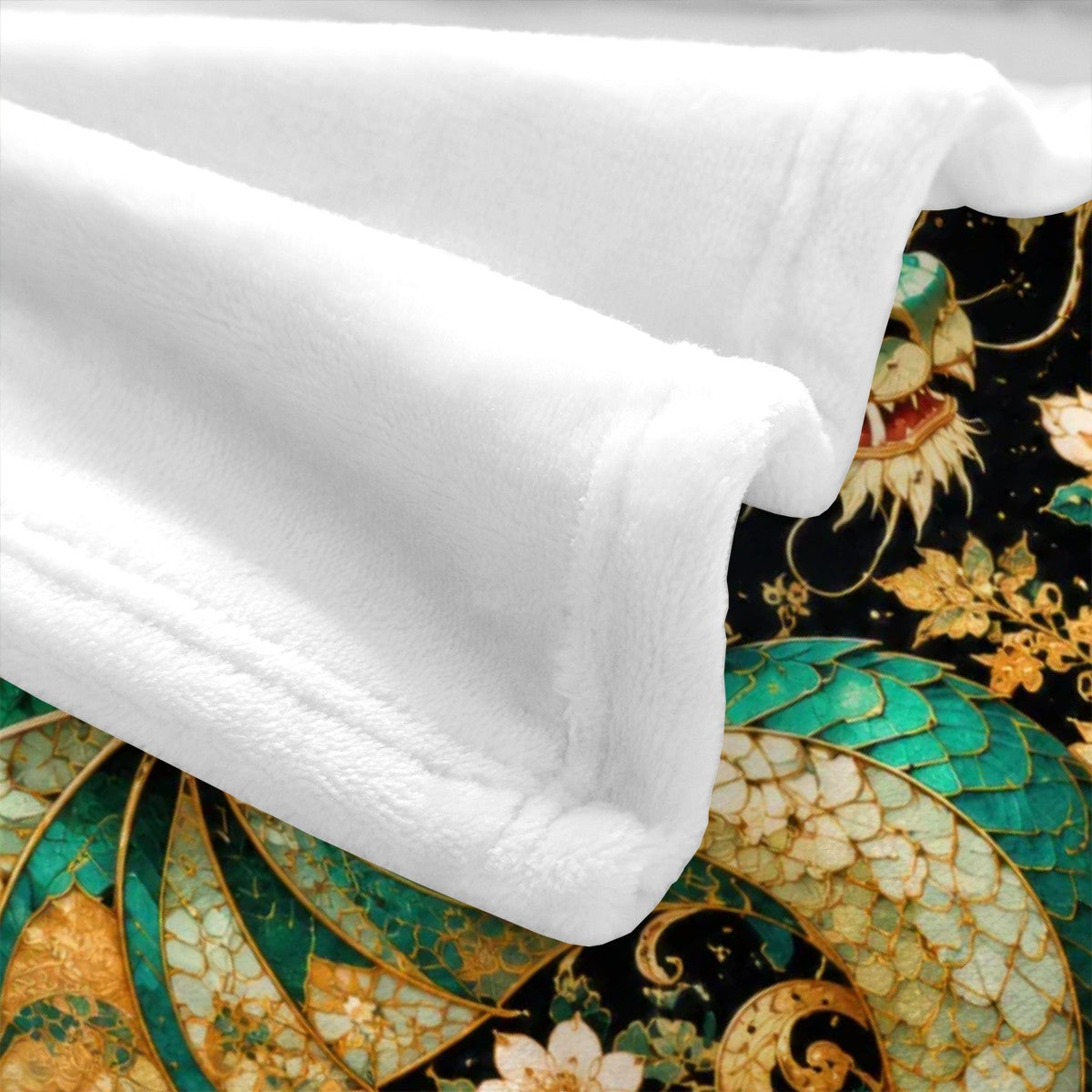 Gilded Jade Dragon Flannel Throw Blanket | Made in USA