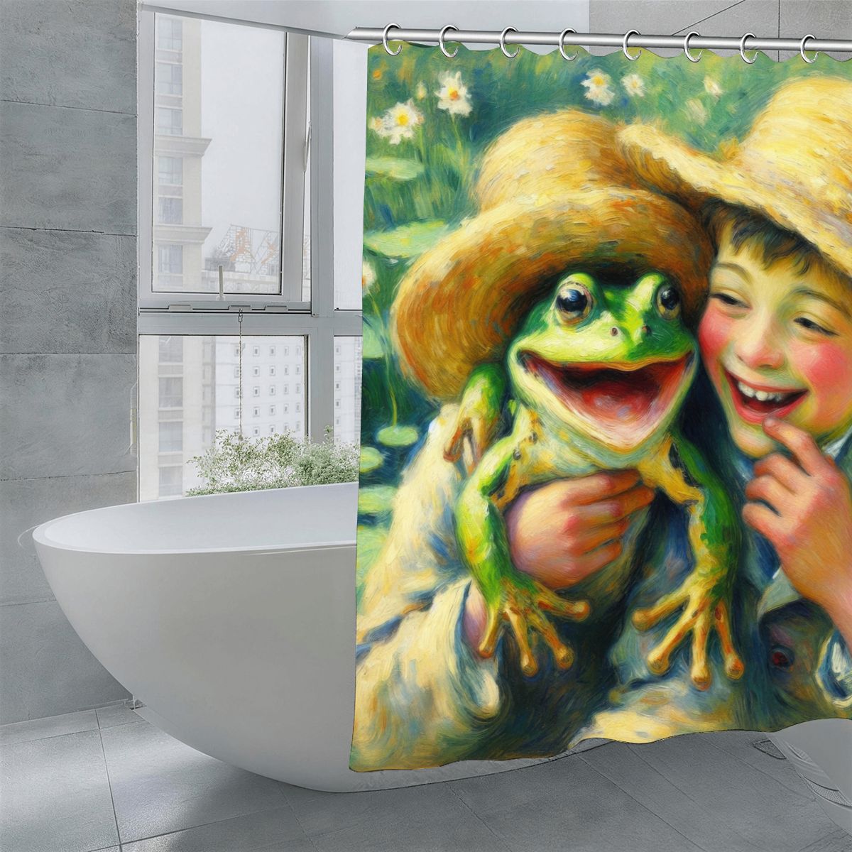 A Frog and his Boy Shower Curtain 70.8"x70.8" (Made in USA)