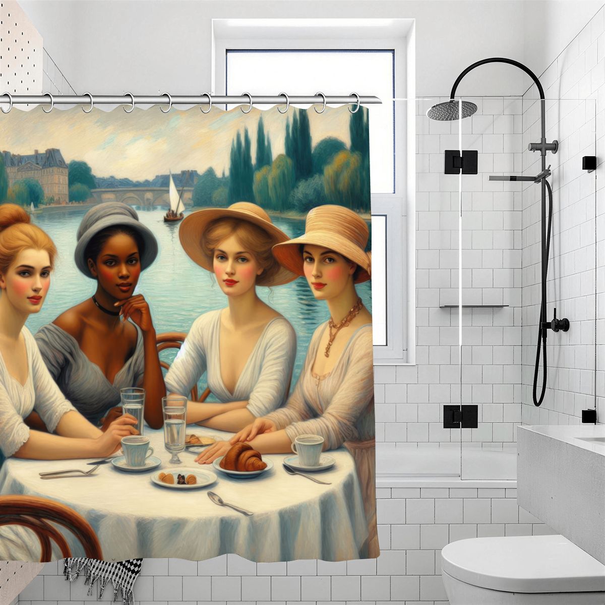 Florence is Late Shower Curtain | Parisian Café Art