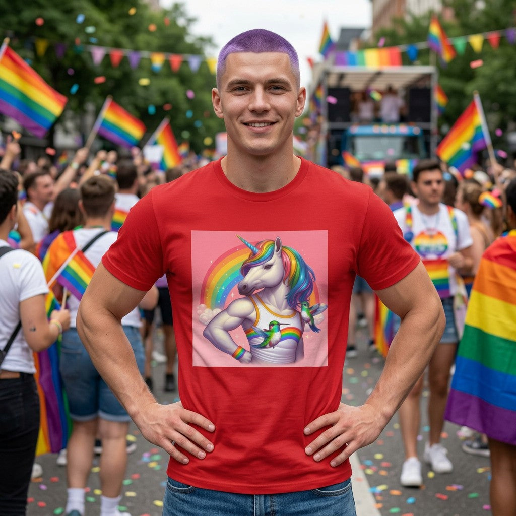 Fabulous Unicorn T-Shirt — Rainbow Muscle Unicorn Graphic Tee
