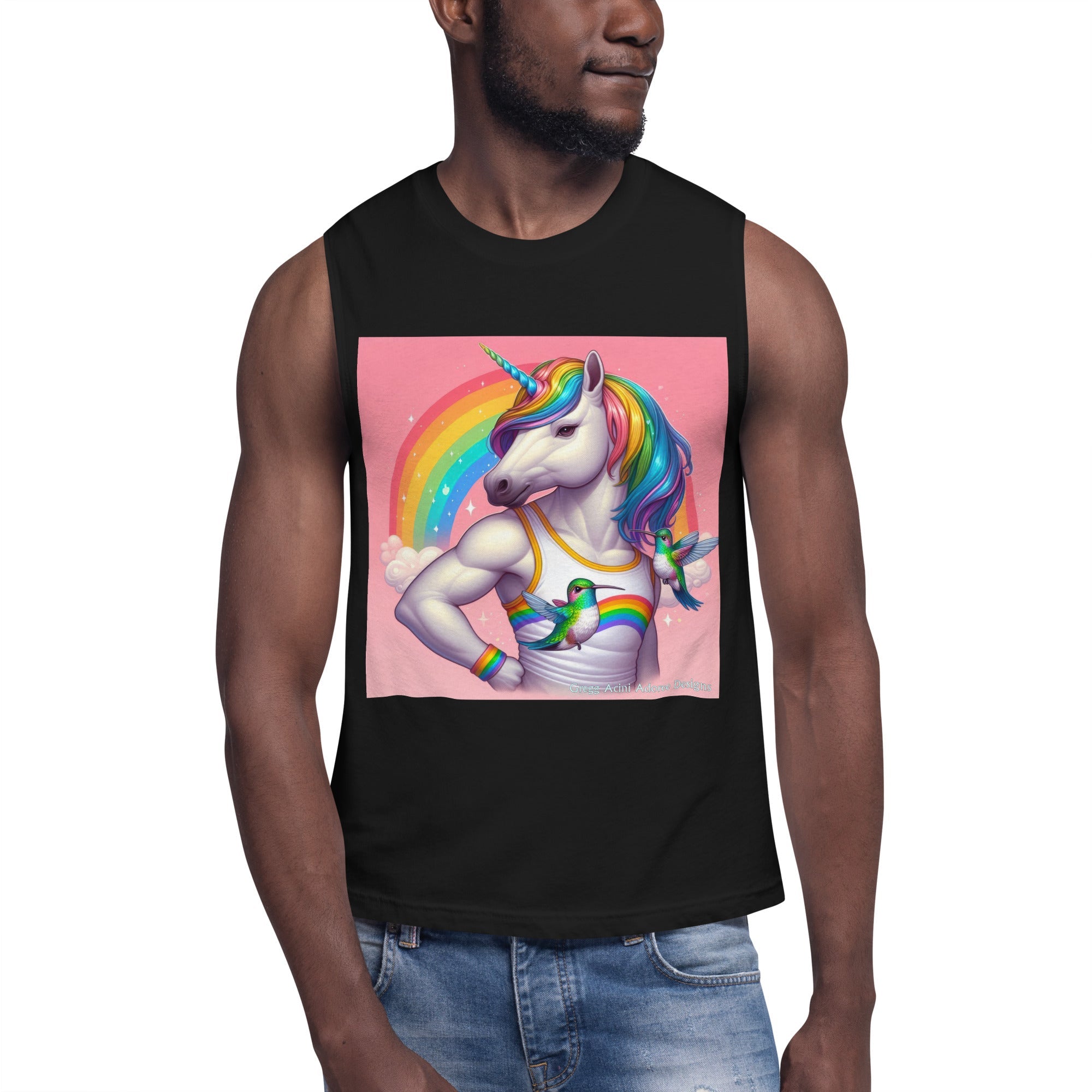 Fabulous Unicorn Muscle Shirt by Gregg Acini Adoree Designs - Gregg Acini Adoree Designs - Muscle Shirt