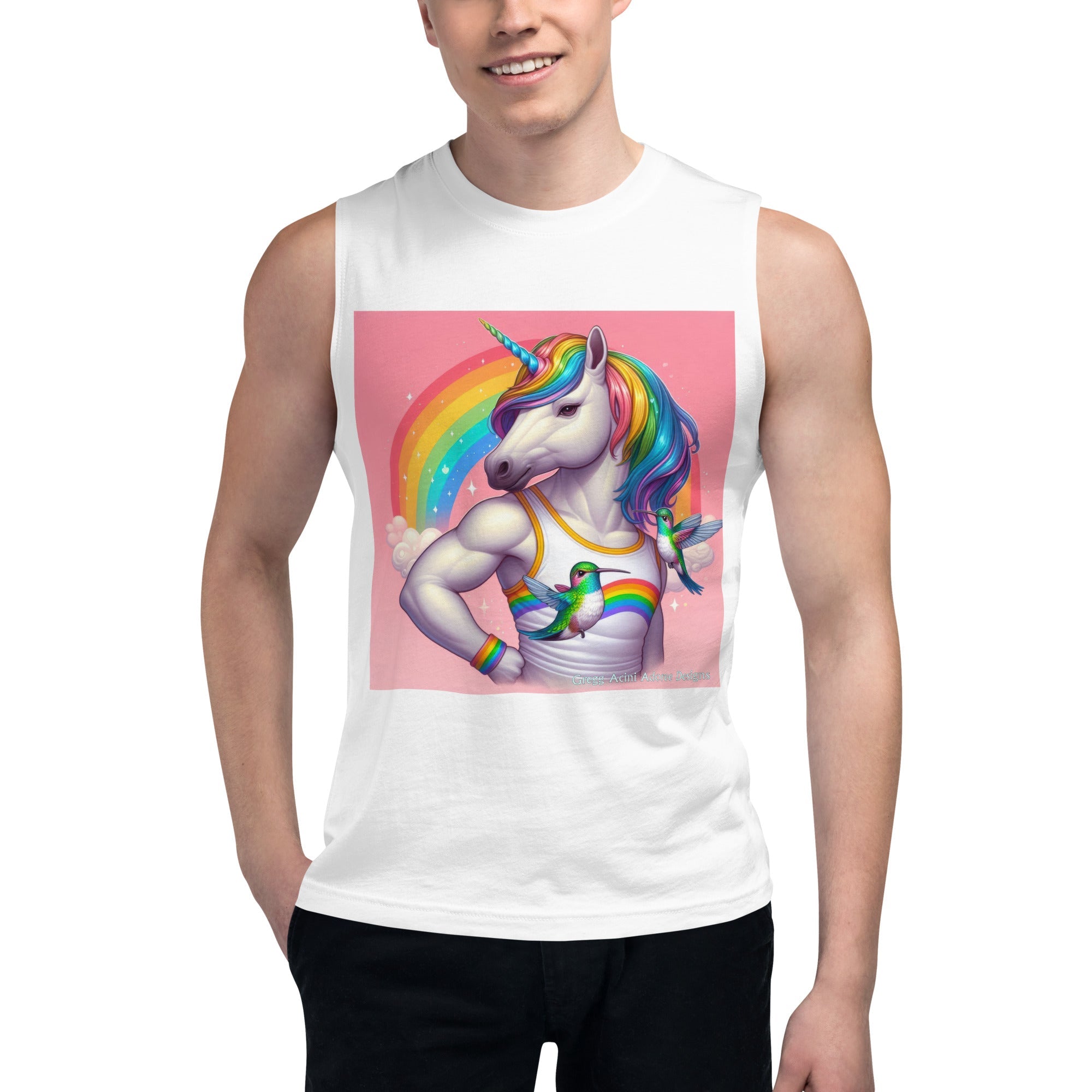 Fabulous Unicorn Muscle Shirt by Gregg Acini Adoree Designs - Gregg Acini Adoree Designs - Muscle Shirt