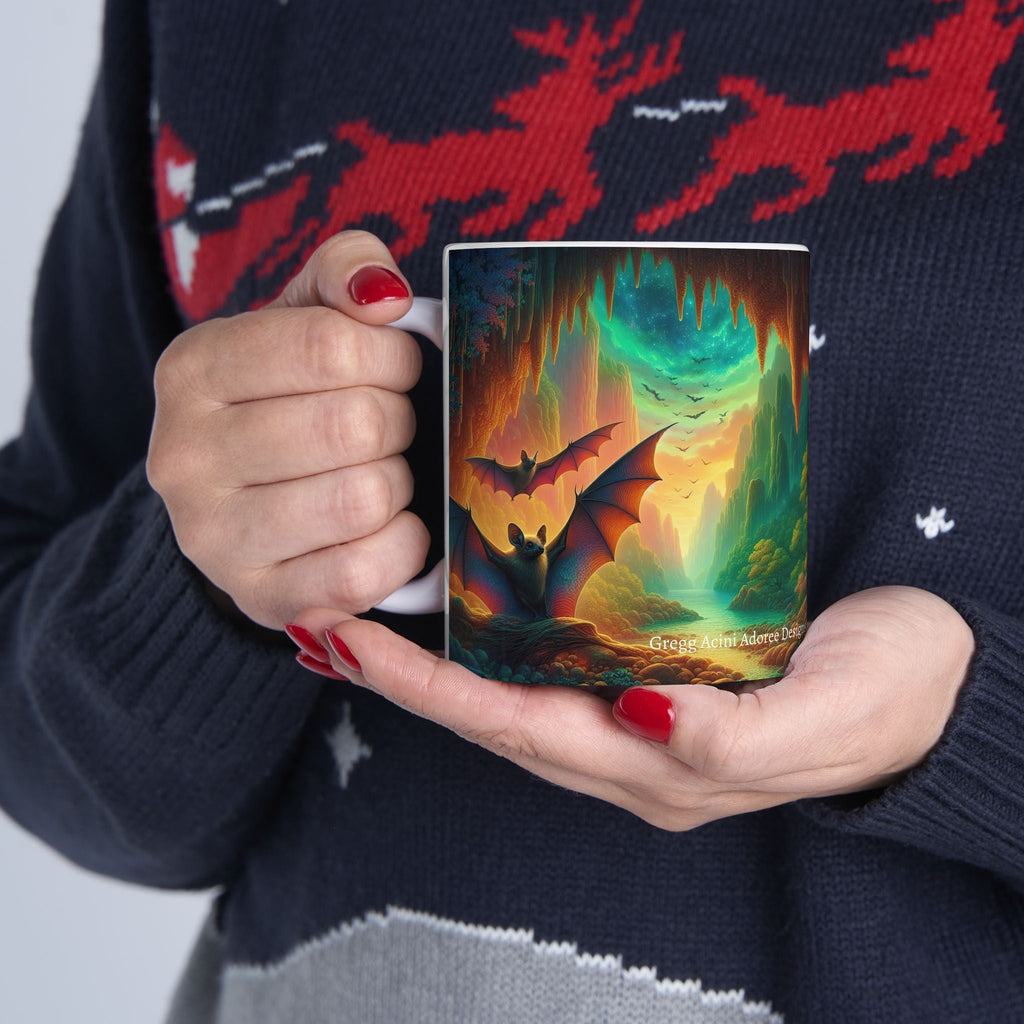 Fantasy Nature Mug with Bat Paradise Design – 11oz & 15oz - Gregg Acini Adoree Designs - Mug
