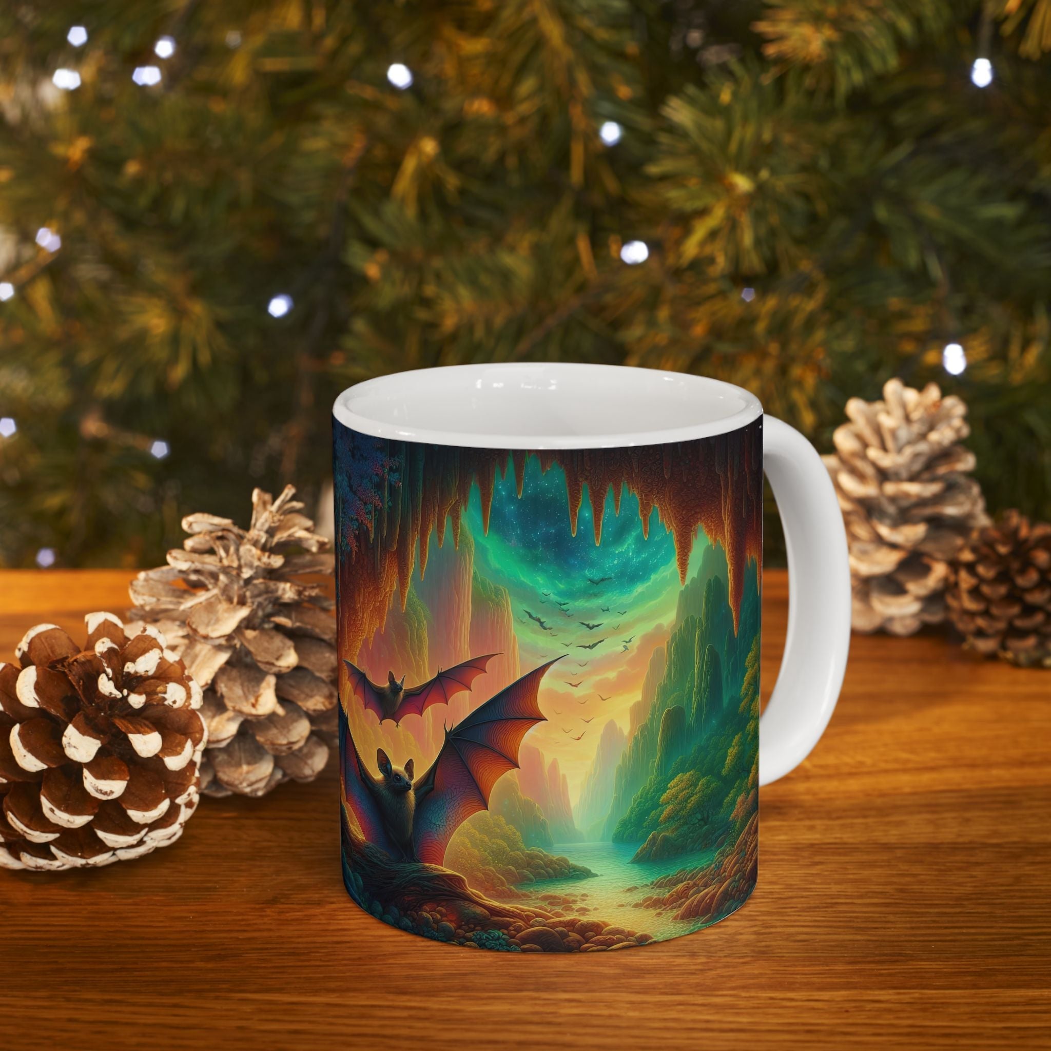 Fantasy Nature Mug with Bat Paradise Design – 11oz & 15oz - Gregg Acini Adoree Designs - Mug