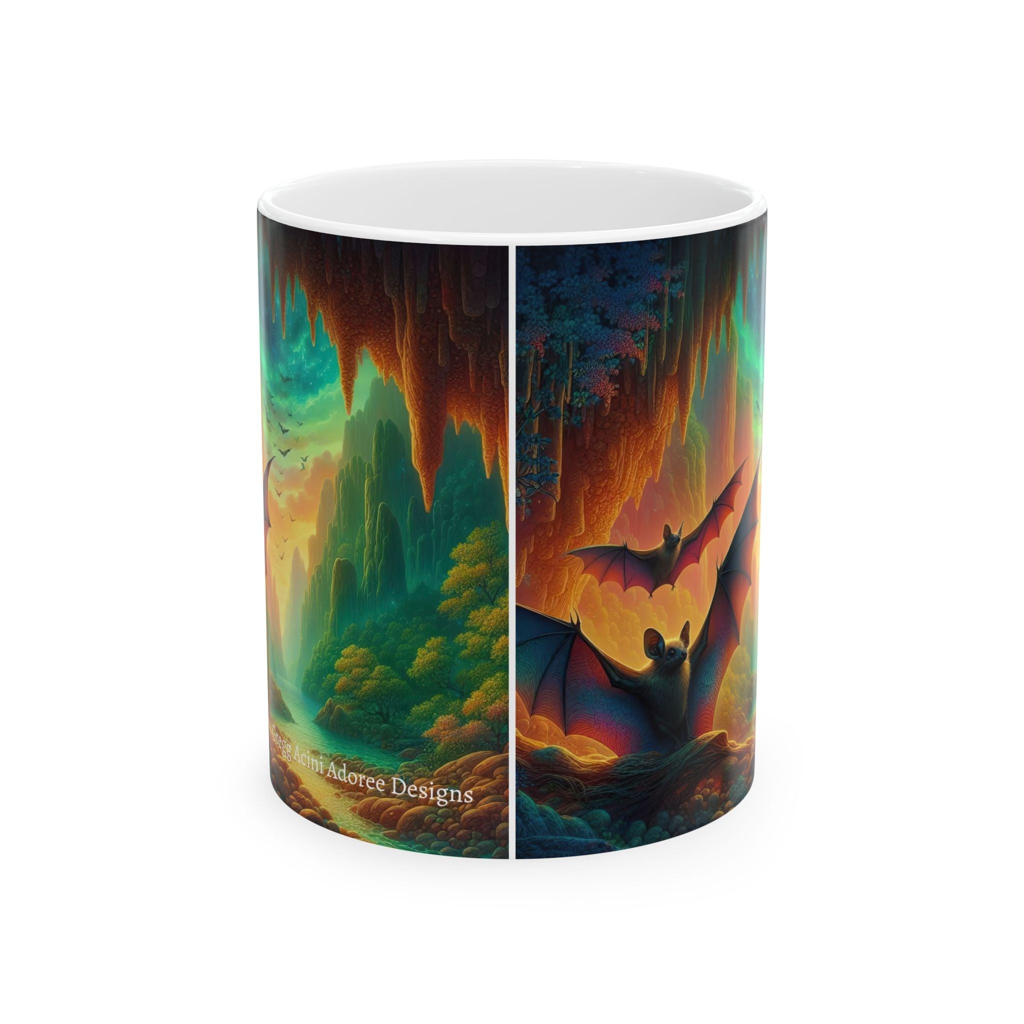 Fantasy Nature Mug with Bat Paradise Design – 11oz & 15oz - Gregg Acini Adoree Designs - Mug