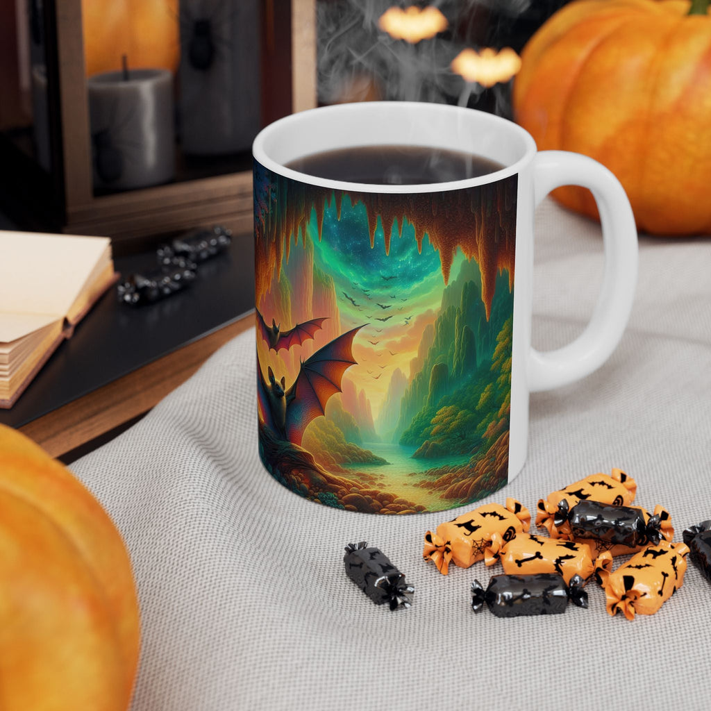 Fantasy Nature Mug with Bat Paradise Design – 11oz & 15oz - Gregg Acini Adoree Designs - Mug