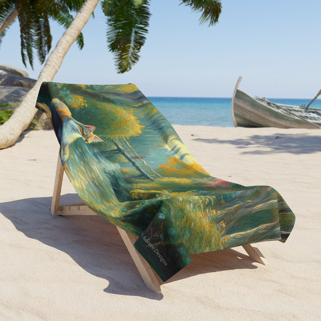 Faux Fossa Vibrant Beach Towel - Summer Vibes with Friends - Gregg Acini Adoree Designs - Towel