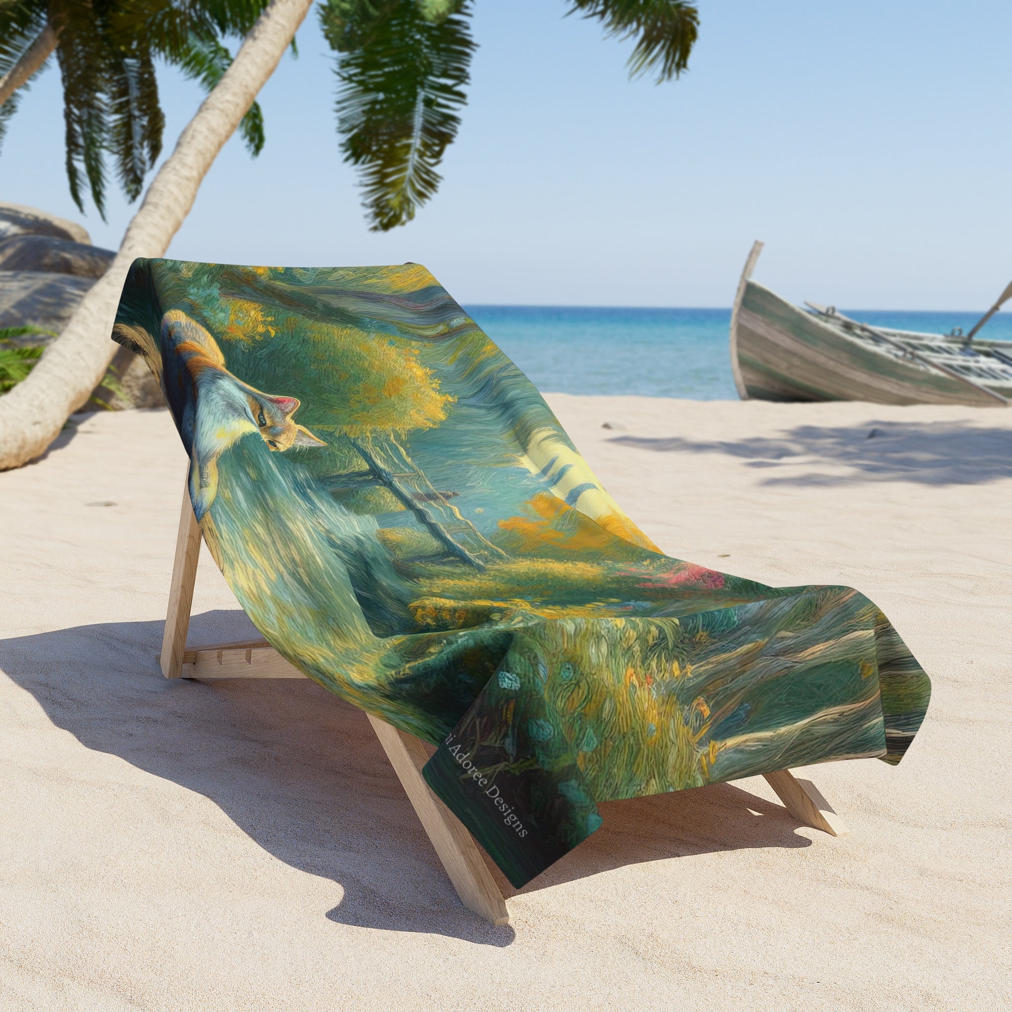 Faux Fossa Vibrant Beach Towel - Summer Vibes with Friends - Gregg Acini Adoree Designs - Towel