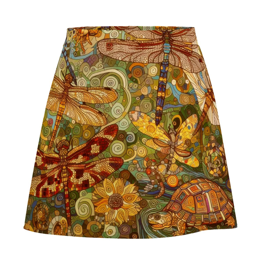 Orange Dragonflies Mini Skirt