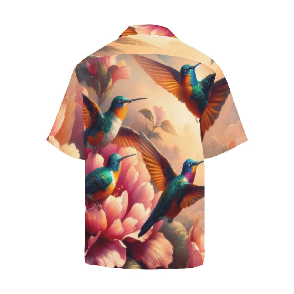 Multicolor Hummingbirds Hawaiian Shirt without pocket