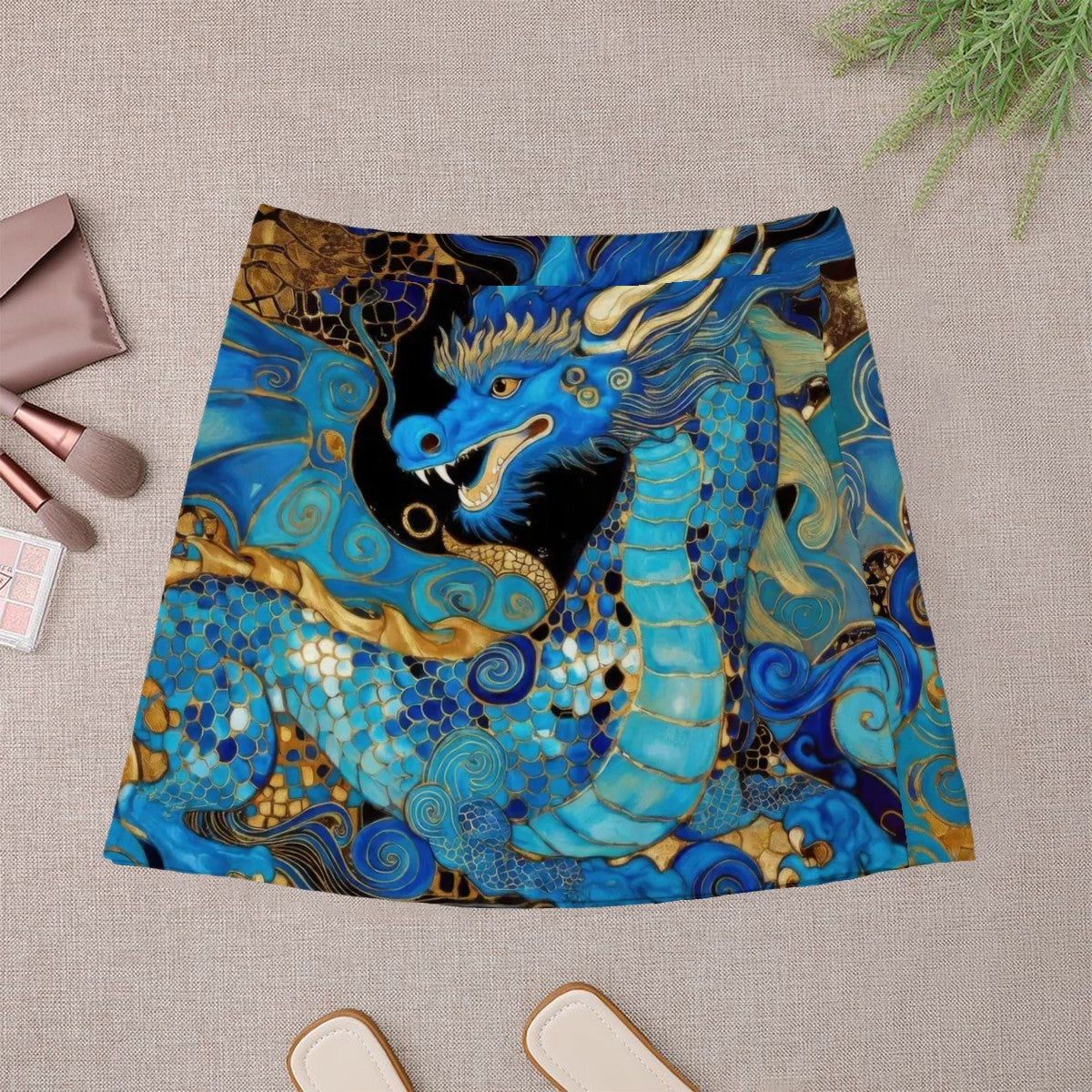 Teal Dragon Mini Skirt | Fantasy Wearable Art