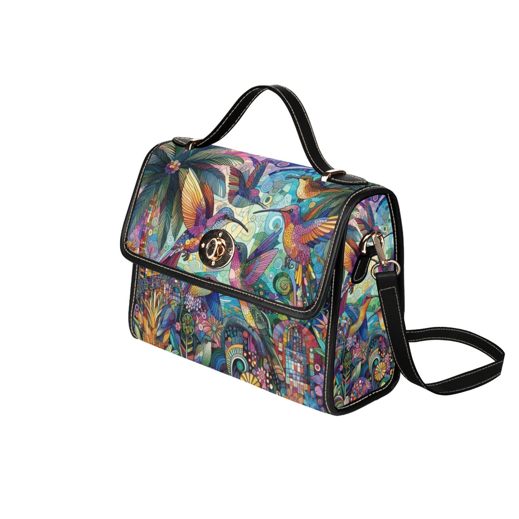 Hummingbird Kaleidoscope Satchel Waterproof Canvas Bag