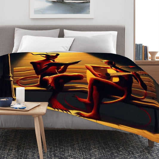 Fiend Friends 300 GSM Flannel Throw Blanket (Made in USA) - Gregg Acini Adoree Designs - Blanket