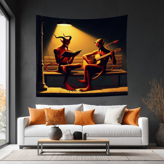 Fiend Friends Lightweight Wall Tapestry (Fabric Wall Hanging - USA) - Gregg Acini Adoree Designs - Wall Coverings