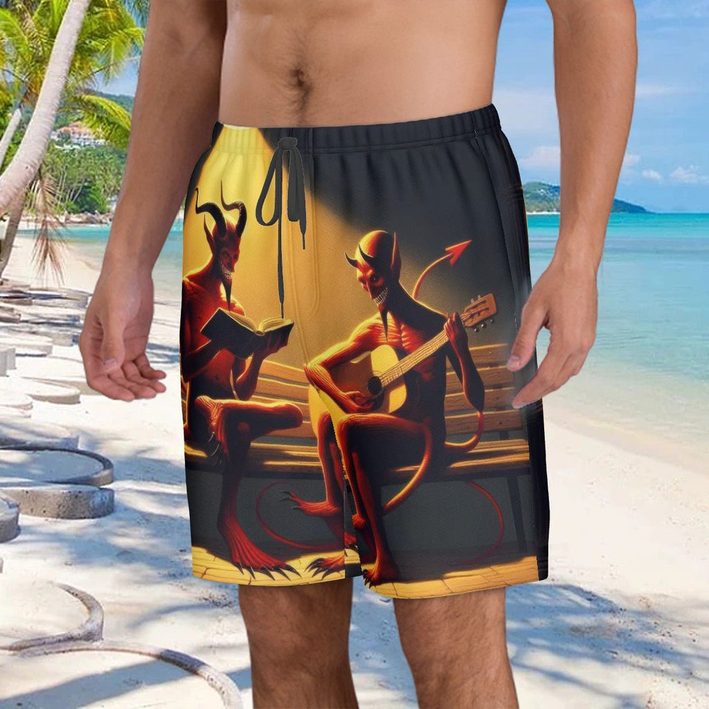 Fiend Friends Men's Beach Shorts - Gregg Acini Adoree Designs - Swimsuit