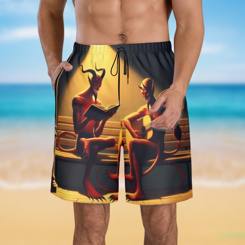 Fiend Friends Men's Beach Shorts - Gregg Acini Adoree Designs - Swimsuit