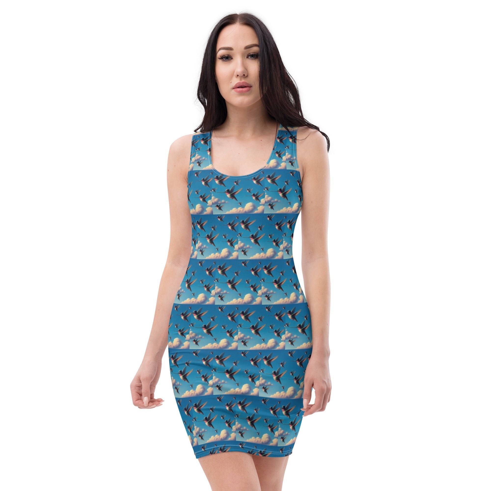 Flock of Hummingbirds Bodycon dress by Gregg Acini Adoree Designs - Gregg Acini Adoree Designs - Dress
