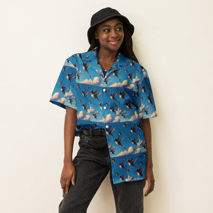 Flock of Hummingbirds Unisex button shirt by Gregg Acini Adoree Designs - Gregg Acini Adoree Designs - Button Down Shirt