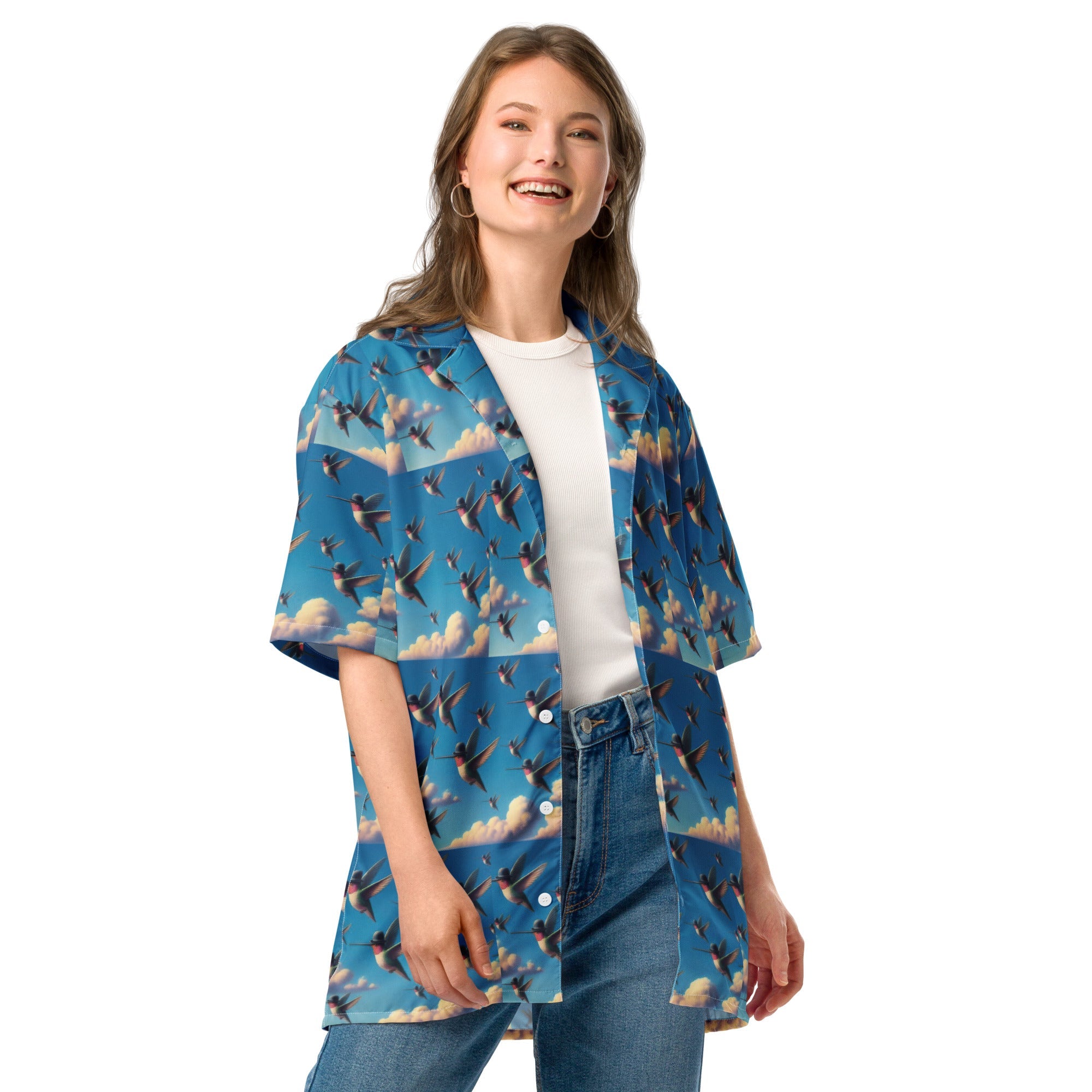 Flock of Hummingbirds Unisex button shirt by Gregg Acini Adoree Designs - Gregg Acini Adoree Designs - Button Down Shirt