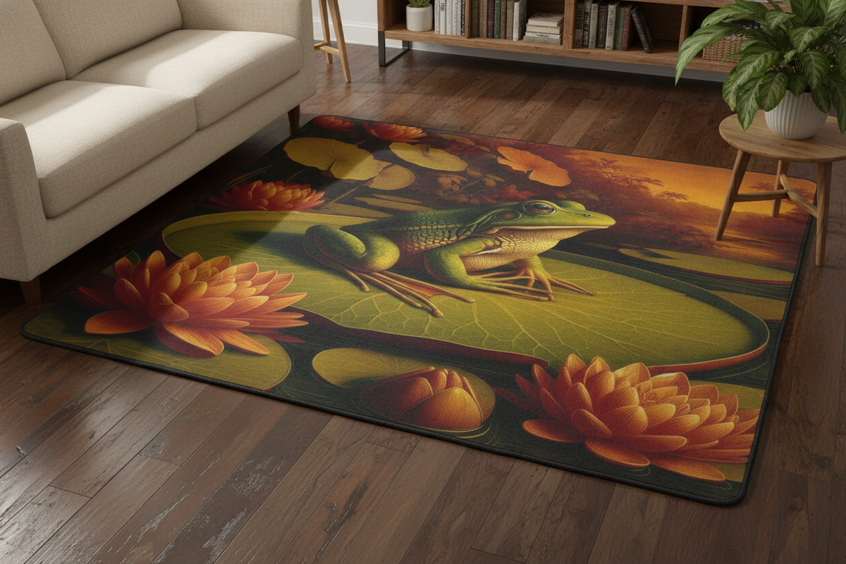Frog on a Lily Pad Area Mat Lifestyle