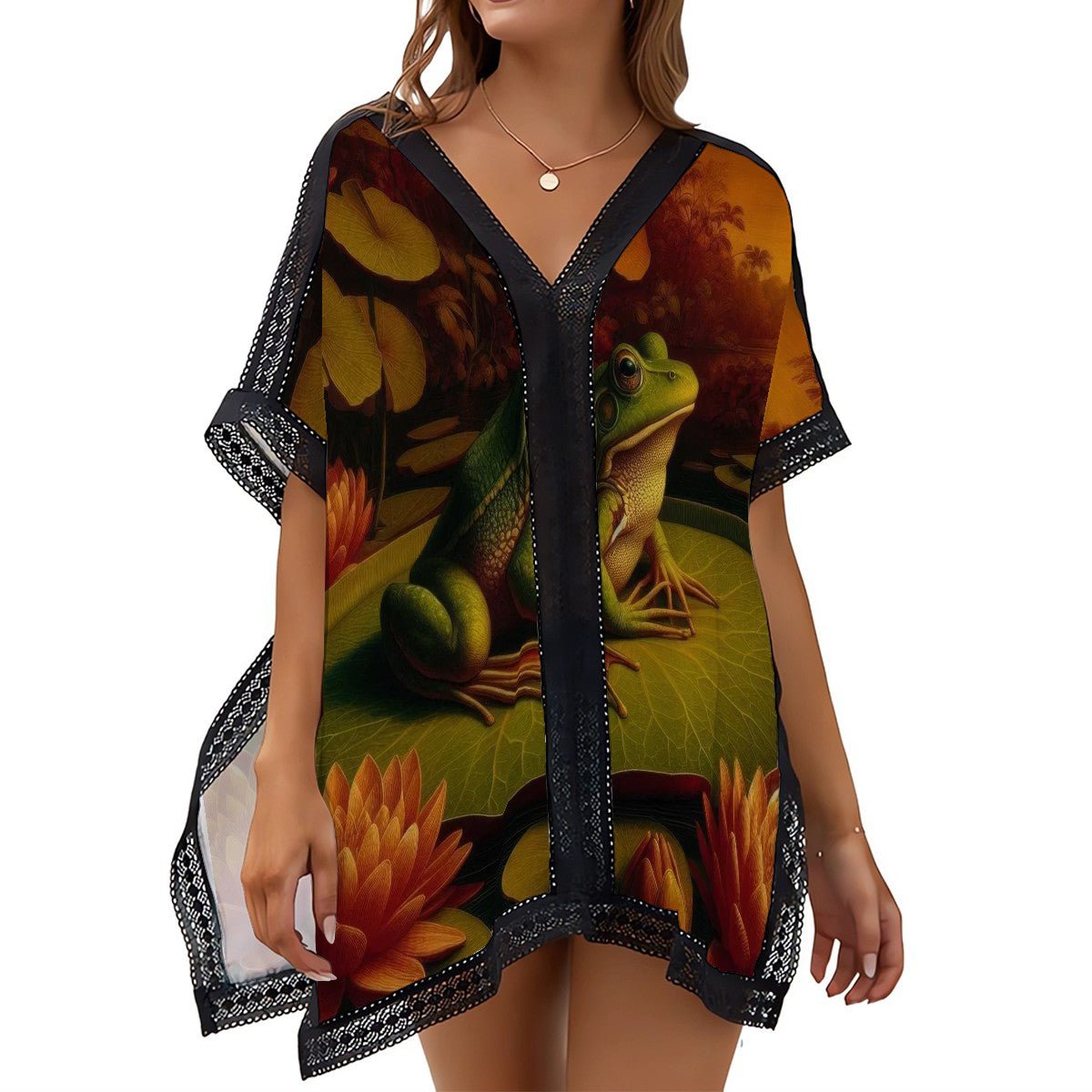 Frog on a Lilypad Women's Swimsuit Coverup - Gregg Acini Adoree Designs - Women's Swimwear