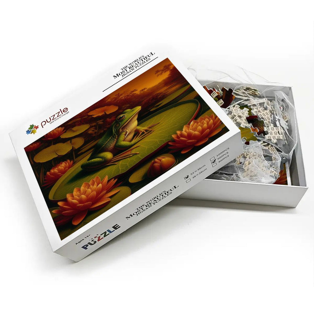 Frog on a Lilypad Wooden Jigsaw Puzzles 500 pcs - Gregg Acini Adoree Designs - Jigsaw Puzzle