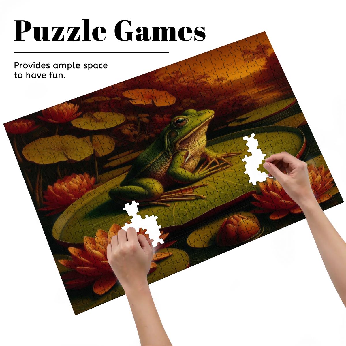 Frog on a Lilypad Wooden Jigsaw Puzzles 500 pcs - Gregg Acini Adoree Designs - Jigsaw Puzzle