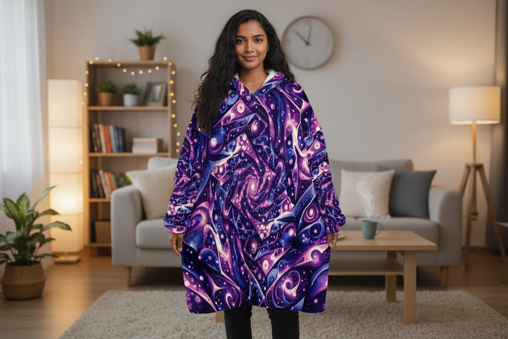 Galactic Purple Blanket Hoodie Lifestyle