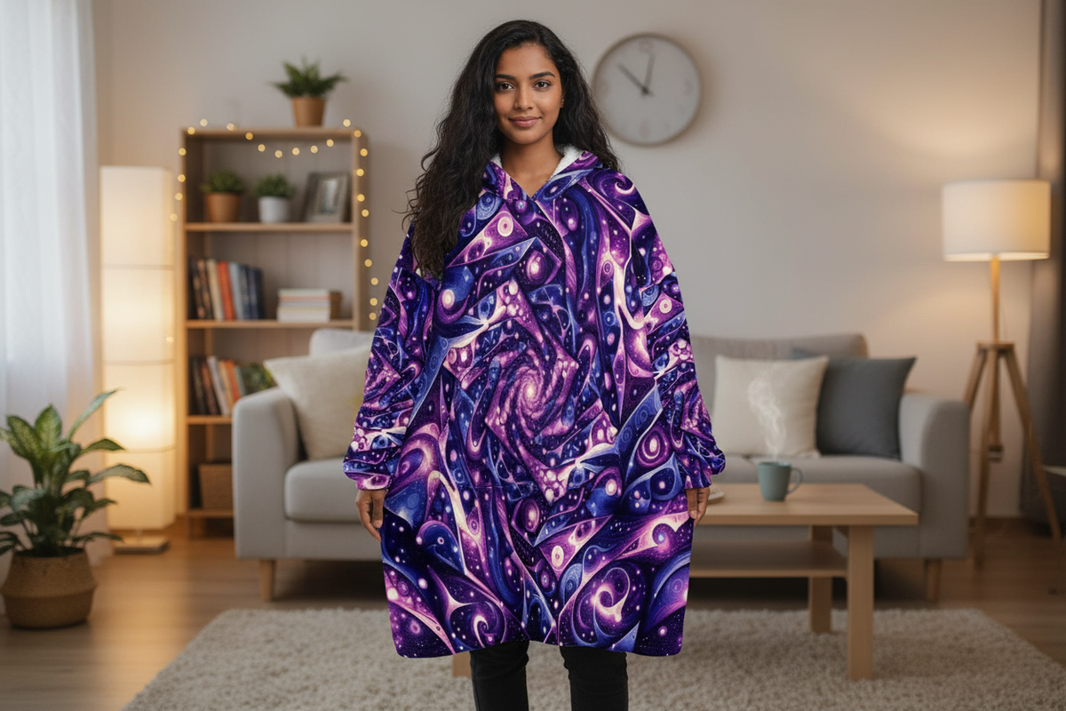 Galactic Purple Blanket Hoodie Lifestyle