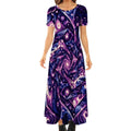 Galactic Purple Crew Neck Short Sleeve Maxi Dress - Gregg Acini Adoree Designs - Dress
