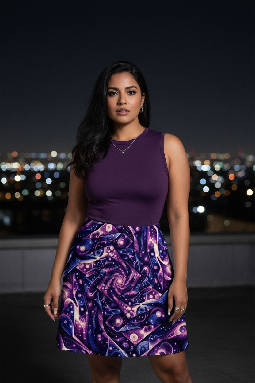 Galactic Purple Mini Skirt Lifestyle
