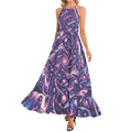 Galactic Purple Ruffle Hem Halter Neck Maxi Dress - Gregg Acini Adoree Designs - Dress