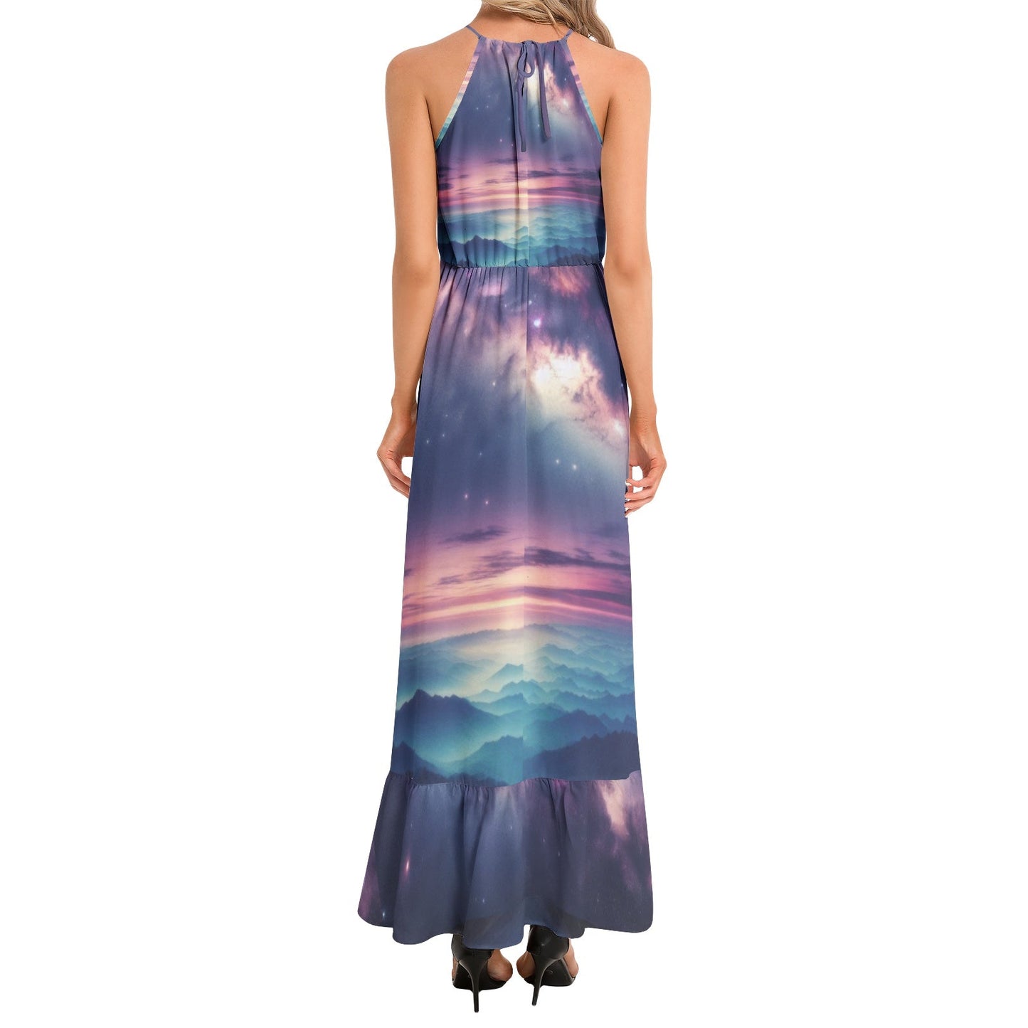 Galaxy 2 Ruffle Hem Halter Neck Maxi Dress - Gregg Acini Adoree Designs - Dress