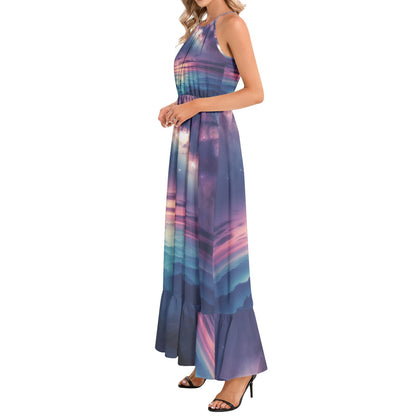 Galaxy 2 Ruffle Hem Halter Neck Maxi Dress - Gregg Acini Adoree Designs - Dress
