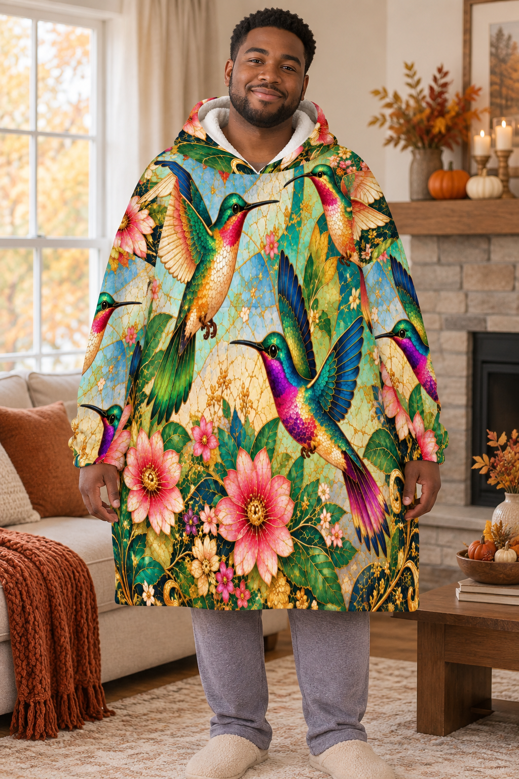 Garden of Gilded Wings blanket hoodie lifestyle