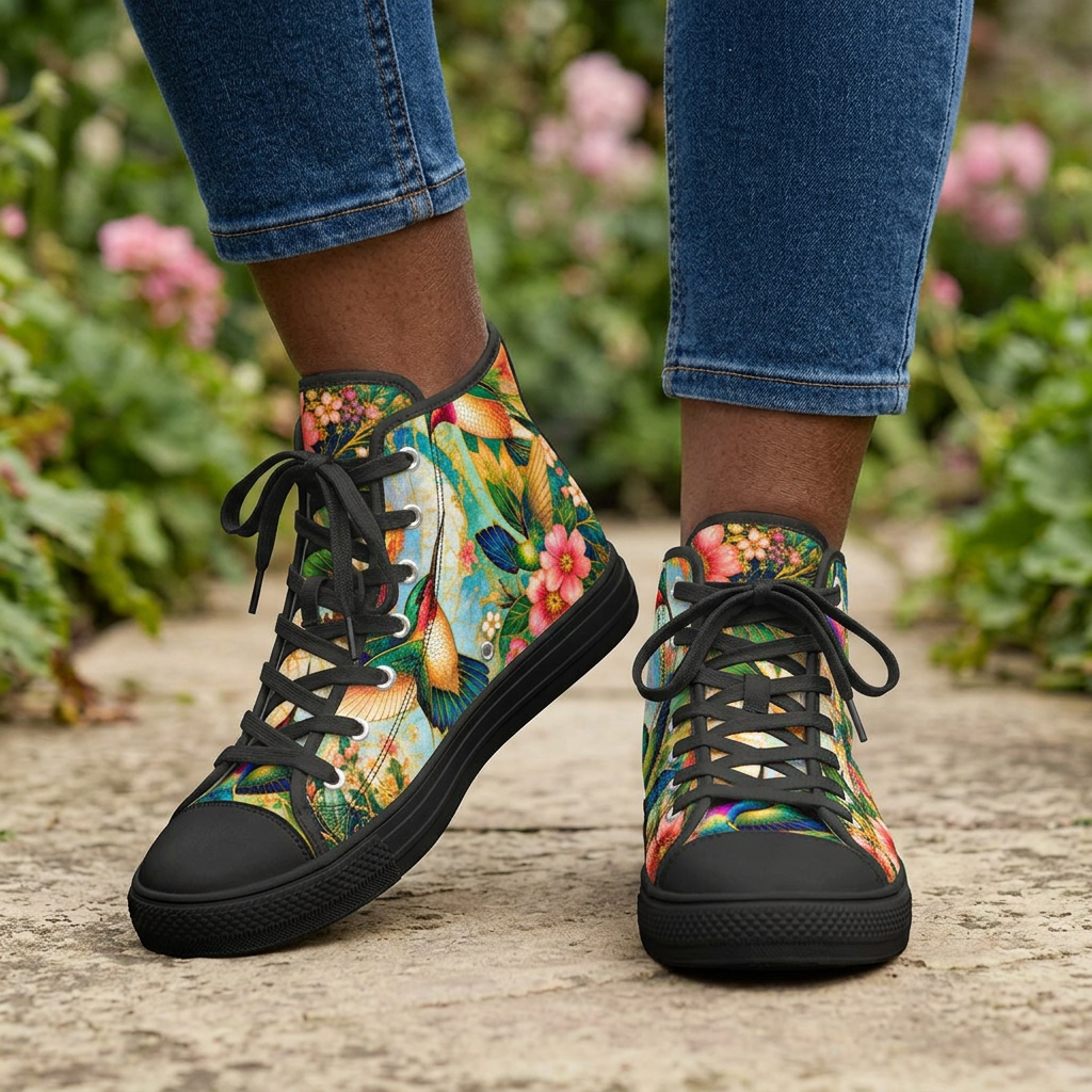 Garden of Gilded Wings high top shoes lifestyle image