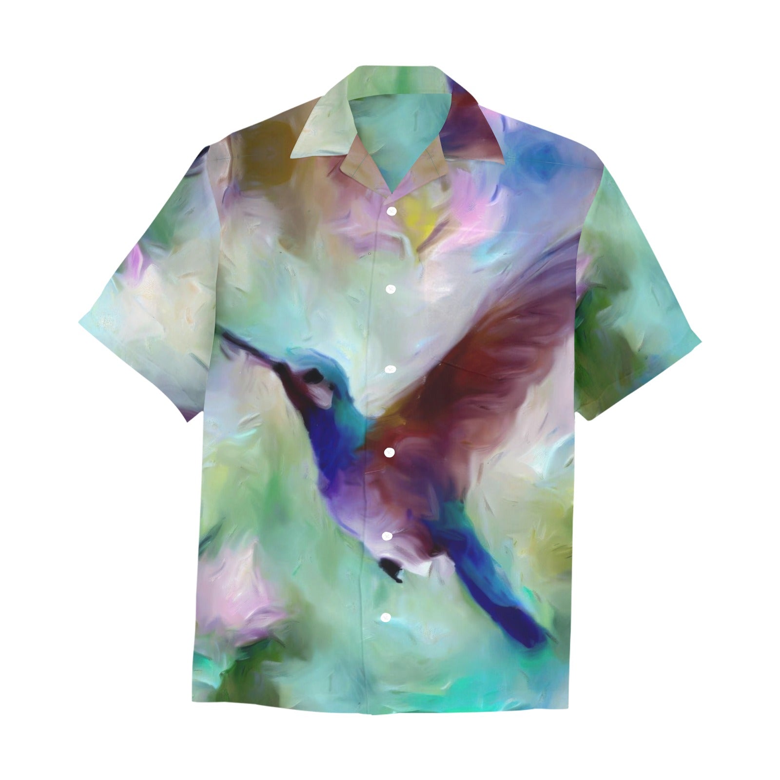 Gentle Hummingbirds Hawaiian Shirt with Chest Pocket &Merged Design - Gregg Acini Adoree Designs - Button Down Shirt