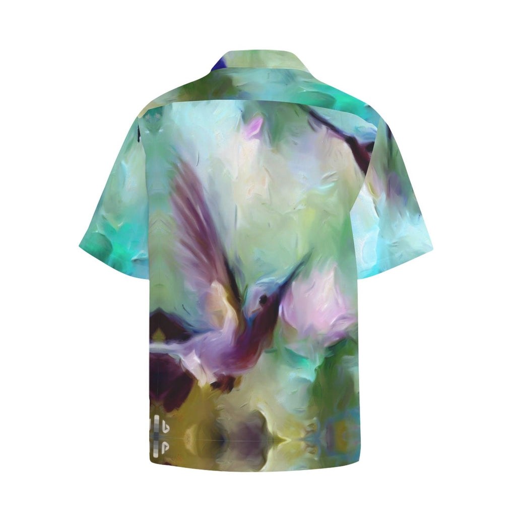 Gentle Hummingbirds Hawaiian Shirt with Chest Pocket &Merged Design - Gregg Acini Adoree Designs - Button Down Shirt