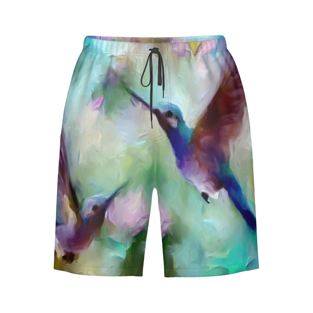 Gentle Hummingbirds Men's Beach Shorts - Gregg Acini Adoree Designs - Swimsuit