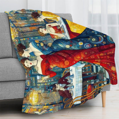 Girlfriends 300 GSM Flannel Throw Blanket (Made in USA) - Gregg Acini Adoree Designs - Blanket