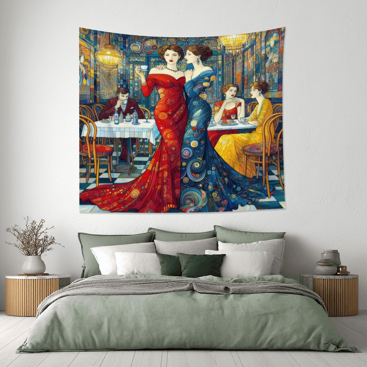 Girlfriends Lightweight Wall Tapestry (Fabric Wall Hanging - USA) - Gregg Acini Adoree Designs - Wall Coverings