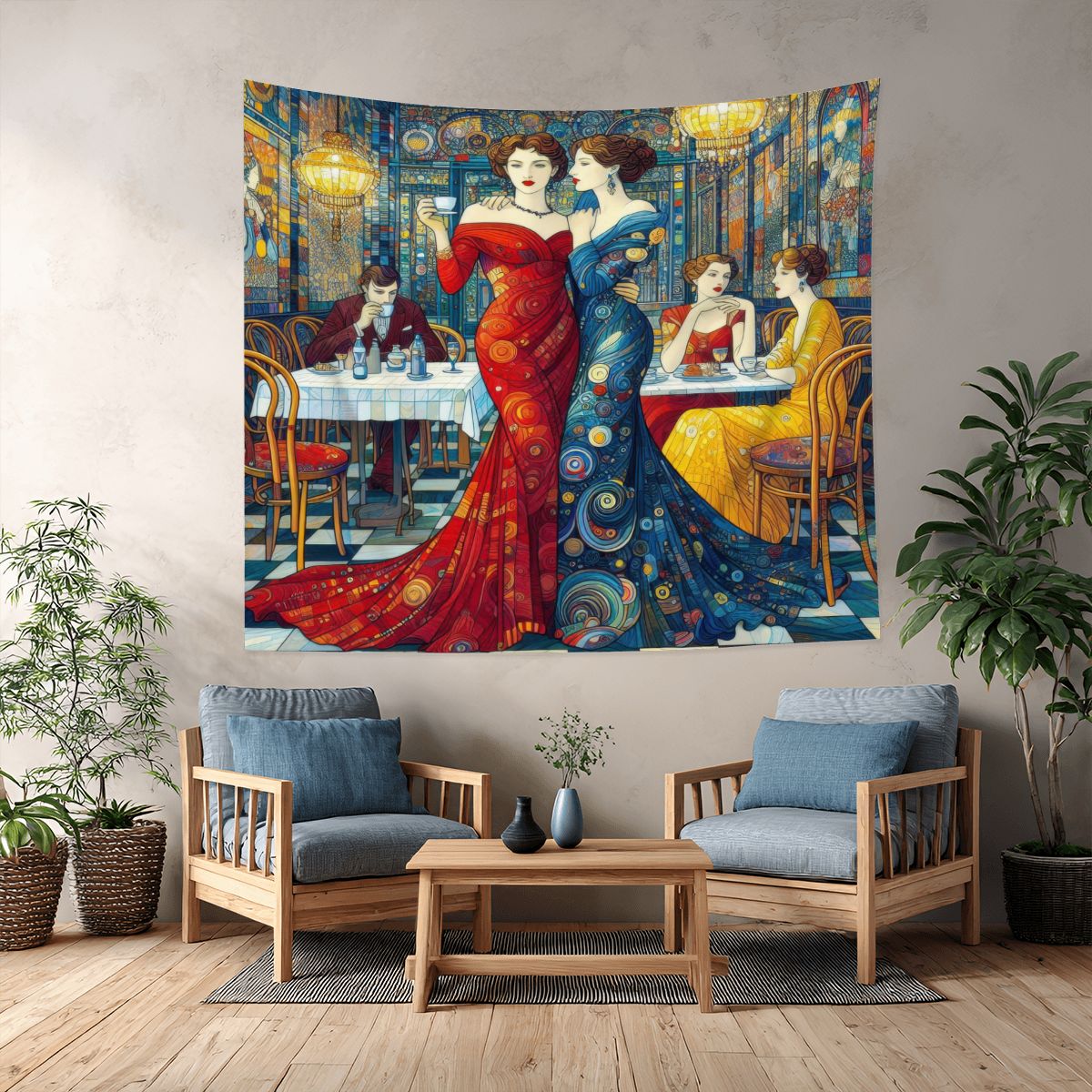 Girlfriends Lightweight Wall Tapestry (Fabric Wall Hanging - USA) - Gregg Acini Adoree Designs - Wall Coverings