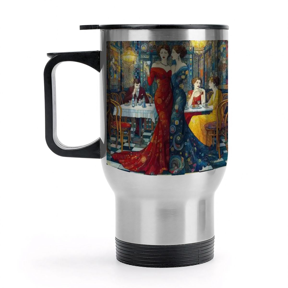 Girlfriends Travel Coffee Mug with Handle (14oz) (Made in USA) - Gregg Acini Adoree Designs - Mug