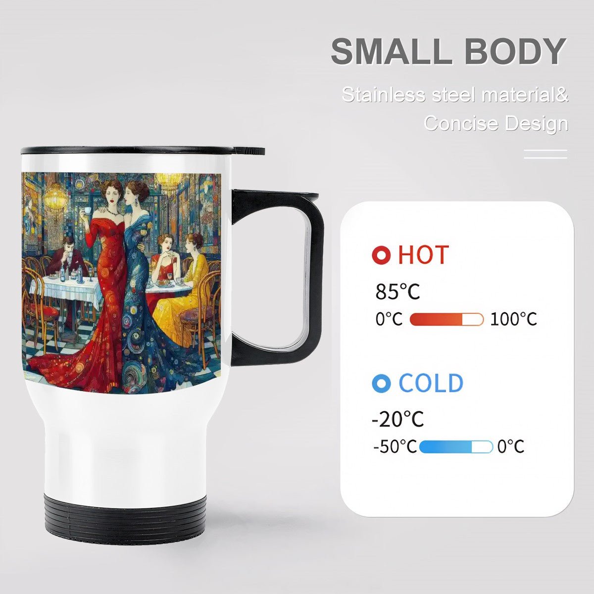 Girlfriends Travel Coffee Mug with Handle (14oz) (Made in USA) - Gregg Acini Adoree Designs - Mug