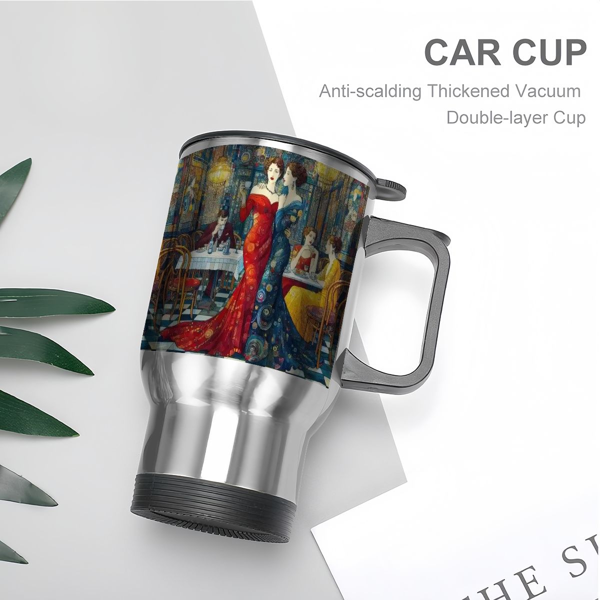 Girlfriends Travel Coffee Mug with Handle (14oz) (Made in USA) - Gregg Acini Adoree Designs - Mug