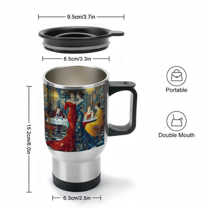 Girlfriends Travel Coffee Mug with Handle (14oz) (Made in USA) - Gregg Acini Adoree Designs - Mug