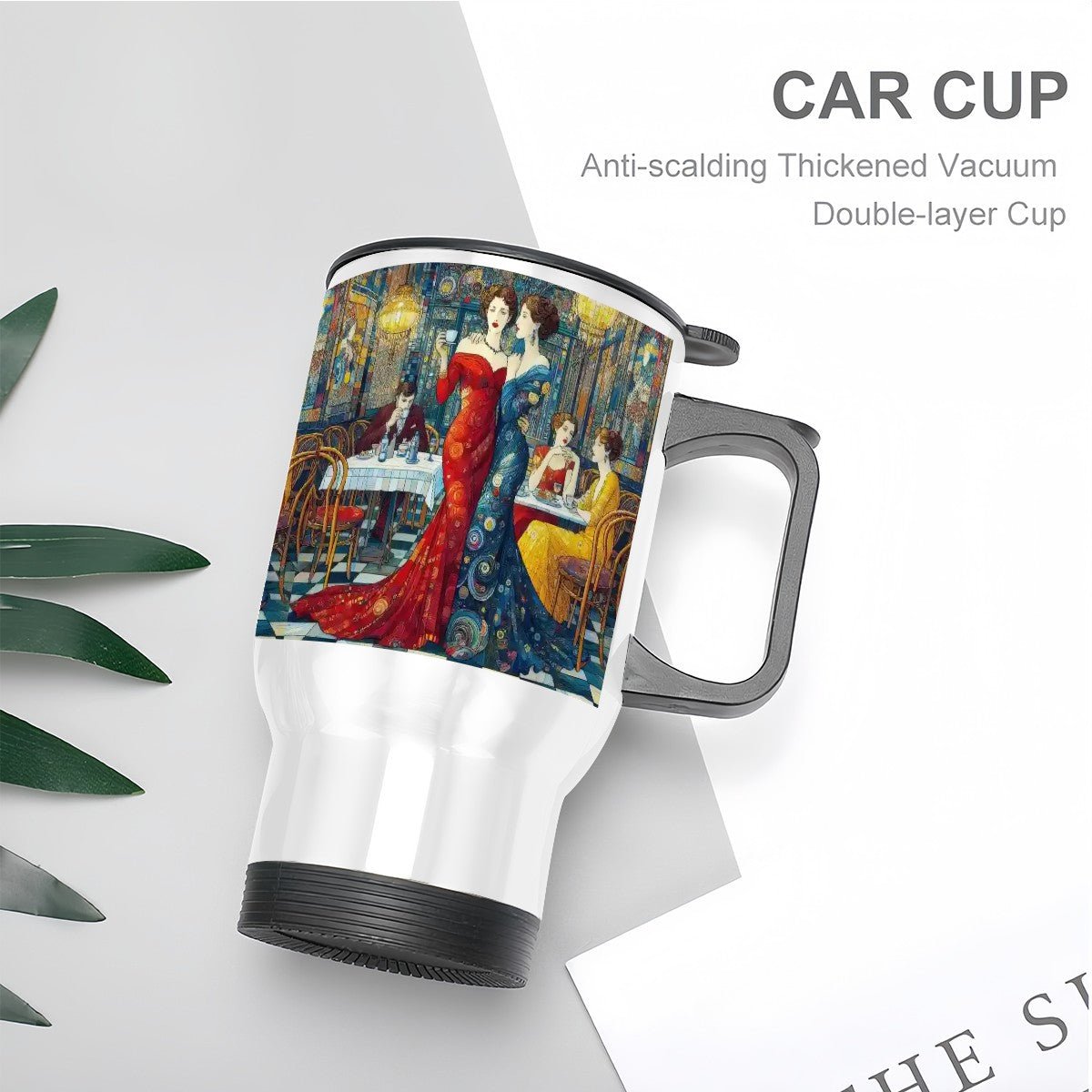 Girlfriends Travel Coffee Mug with Handle (14oz) (Made in USA) - Gregg Acini Adoree Designs - Mug