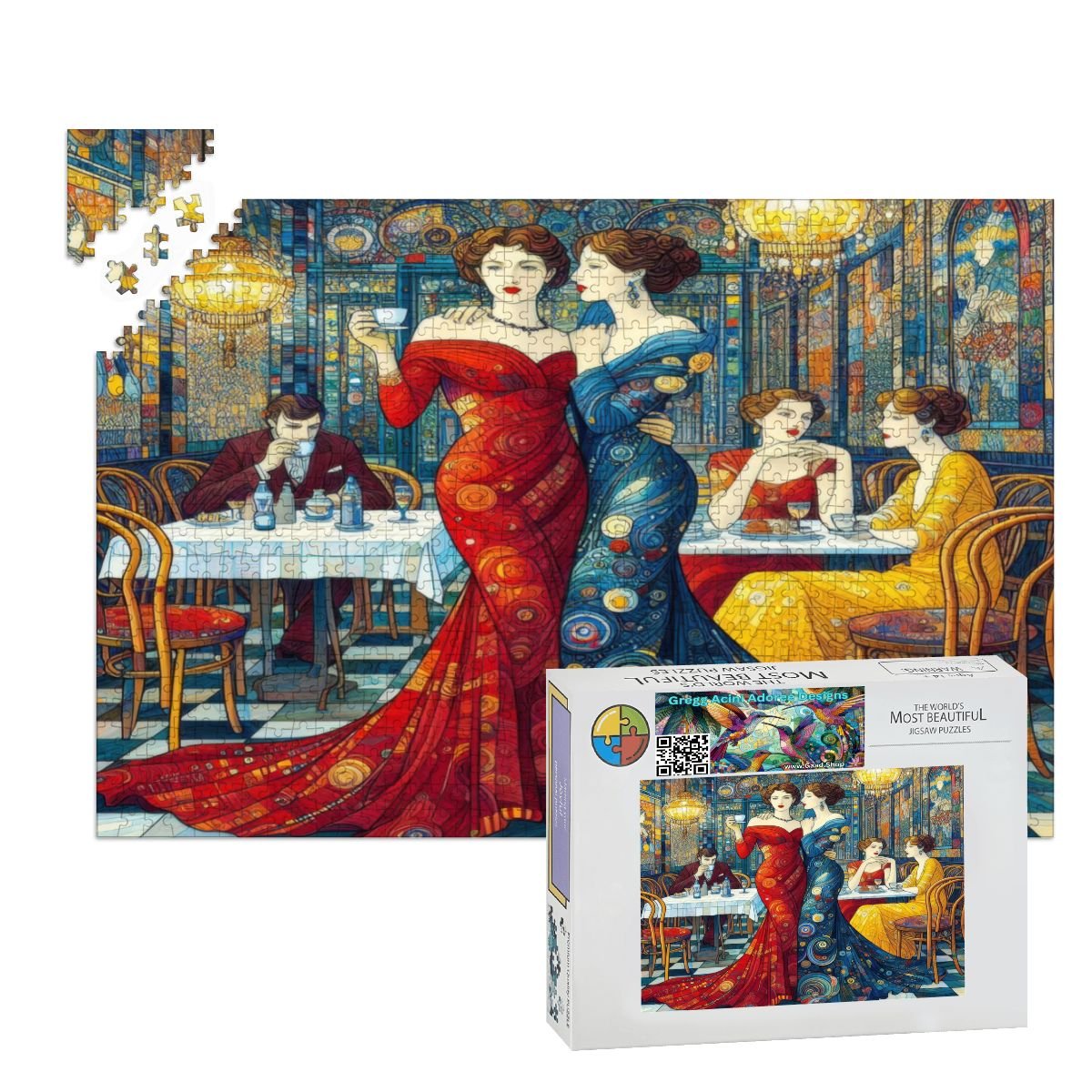 Girlfriends Wooden Jigsaw Puzzles 1000 pcs - Gregg Acini Adoree Designs - Jigsaw Puzzle
