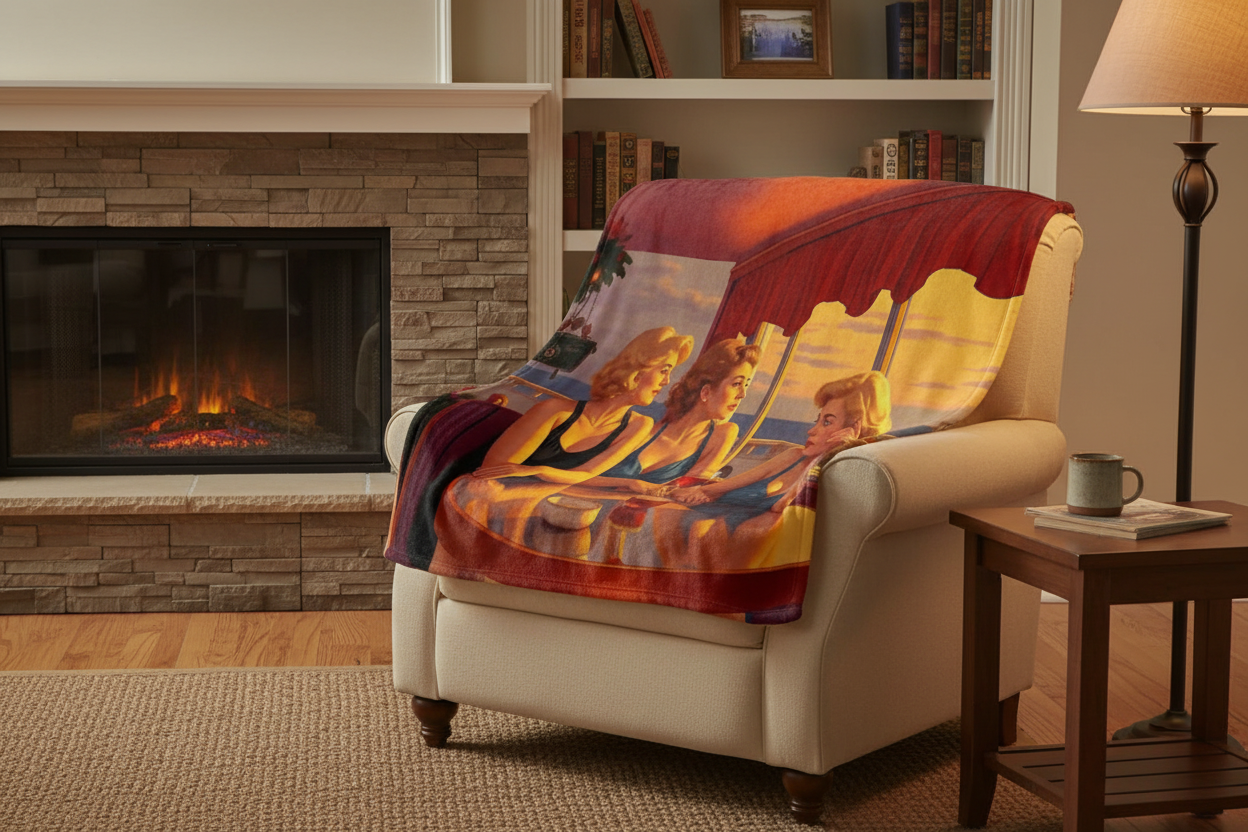 Glamorous Friends 300 GSM Flannel Blanket Lifestyle v2